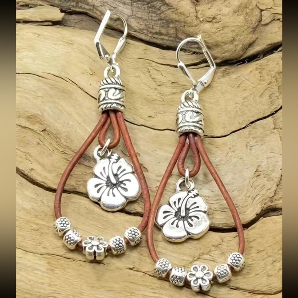 Unique Flower Teardrop Earrings